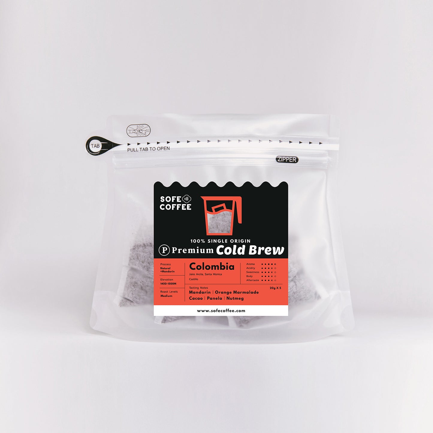 Ⓟ 𝐏𝐫𝐞𝐦𝐢𝐮𝐦 Cold Brew Coffee Bags - Colombia (+Mandarin)