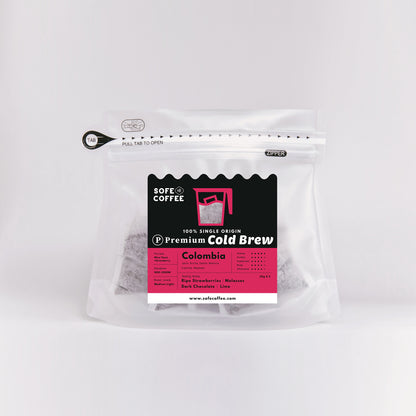 Ⓟ 𝐏𝐫𝐞𝐦𝐢𝐮𝐦 Cold Brew Coffee Bags - Colombia (+ Strawberry)