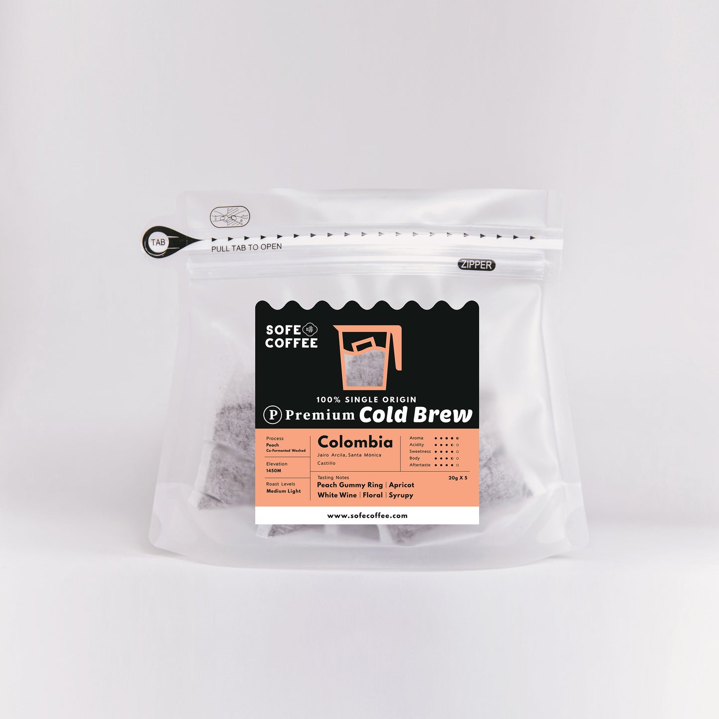 NEW - Ⓟ 𝐏𝐫𝐞𝐦𝐢𝐮𝐦 Cold Brew Coffee Bags - Colombia (+ Peach)